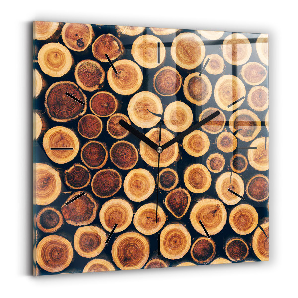 Skleněné hodiny čtvercové Dřevo