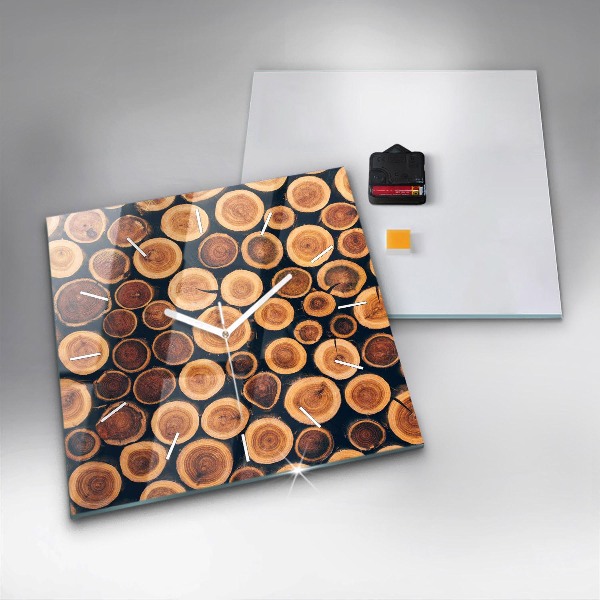 Skleněné hodiny čtvercové Dřevo