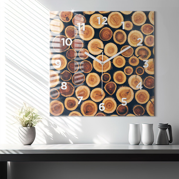 Skleněné hodiny čtvercové Dřevo
