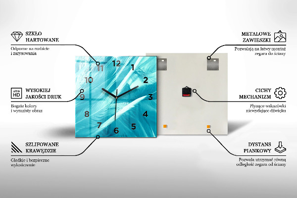 Skleněné hodiny čtvercové Barevný fraktál