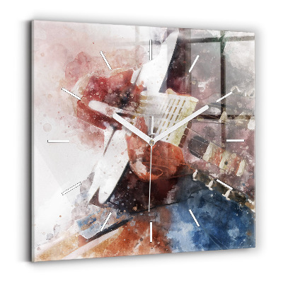 Skleněné hodiny čtvercové Vizualizace kytary