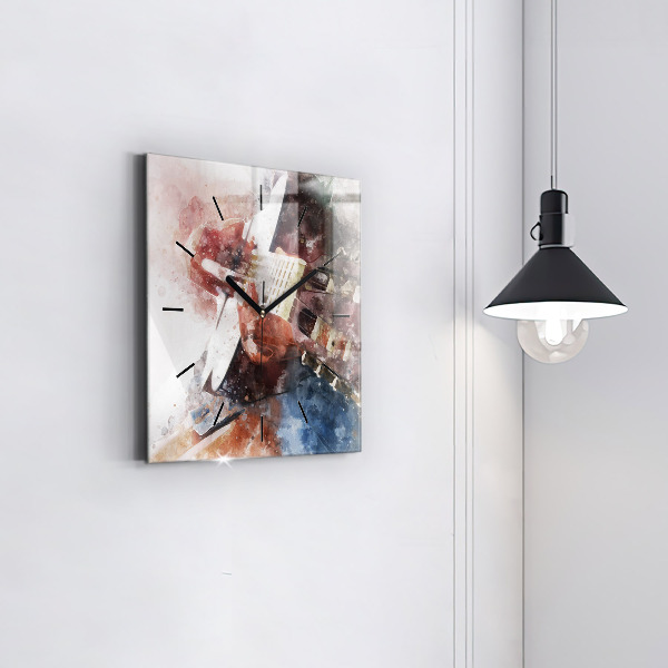 Skleněné hodiny čtvercové Vizualizace kytary