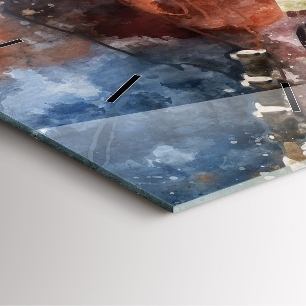 Skleněné hodiny čtvercové Vizualizace kytary