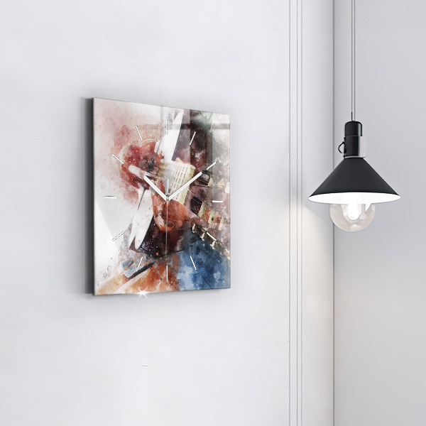 Skleněné hodiny čtvercové Vizualizace kytary