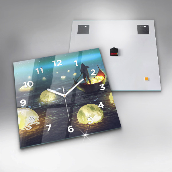 Skleněné hodiny čtvercové Abstrakce