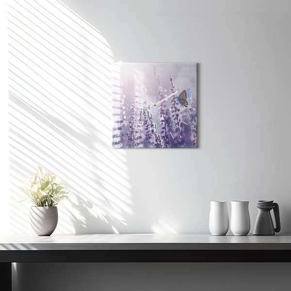 Skleněné hodiny čtvercové Abstrakce