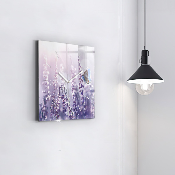 Skleněné hodiny čtvercové Abstrakce