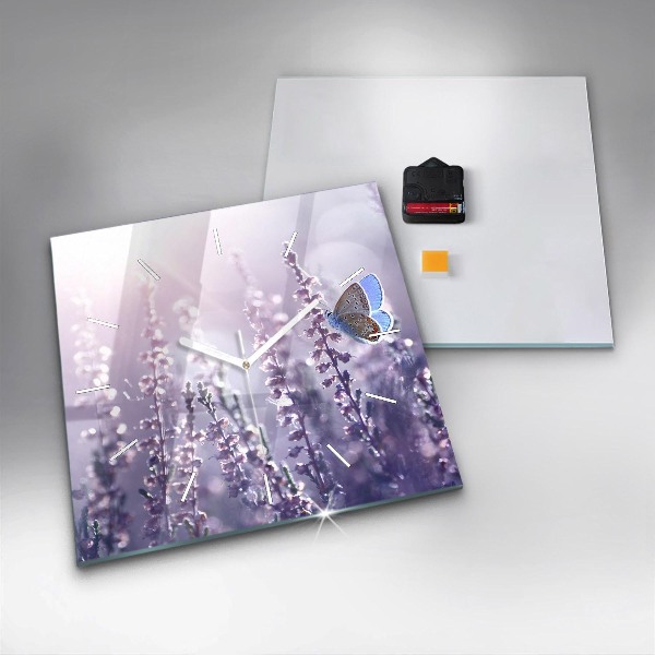 Skleněné hodiny čtvercové Abstrakce