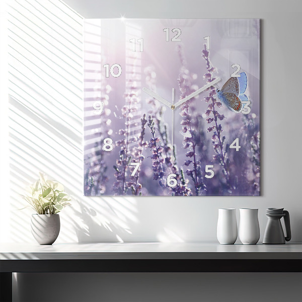 Skleněné hodiny čtvercové Abstrakce