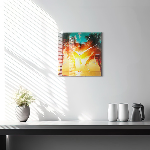 Skleněné hodiny čtvercové Dovolená Odpočinek Léto