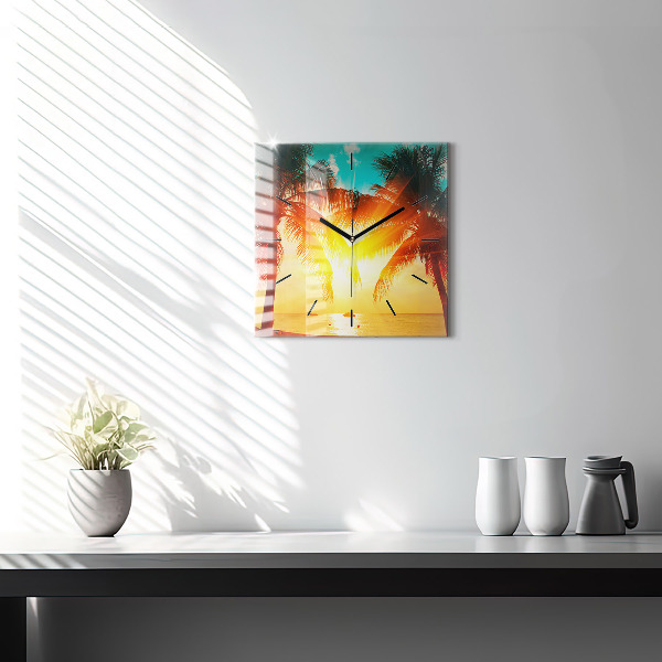 Skleněné hodiny čtvercové Dovolená Odpočinek Léto