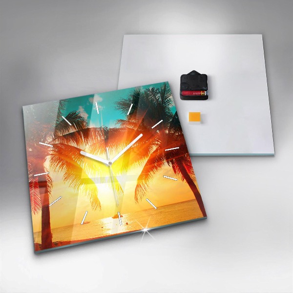 Skleněné hodiny čtvercové Dovolená Odpočinek Léto