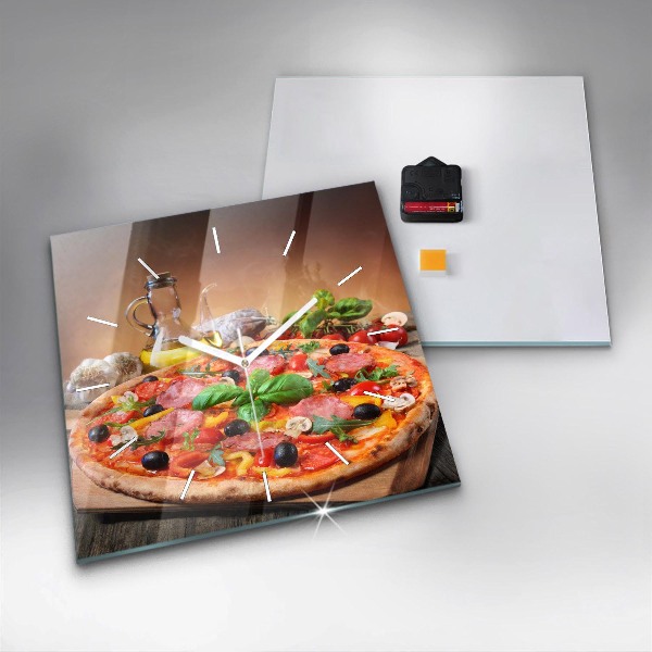 Skleněné hodiny čtvercové Kulinářské srdce Itálie