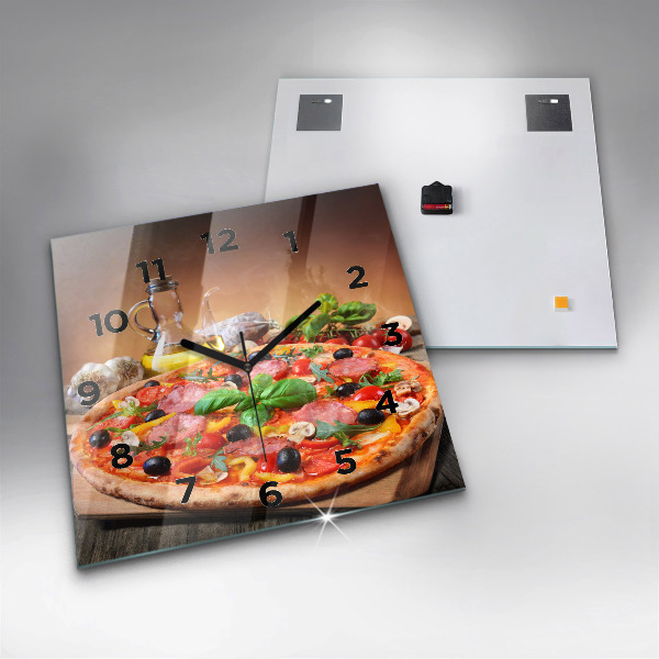 Skleněné hodiny čtvercové Kulinářské srdce Itálie