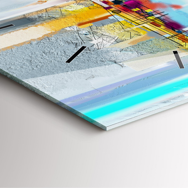 Skleněné hodiny čtvercové Abstraktní olejová krajina