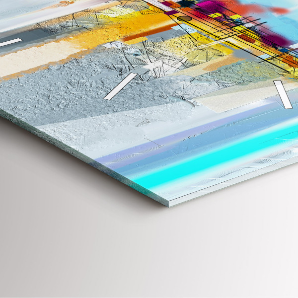 Skleněné hodiny čtvercové Abstraktní olejová krajina