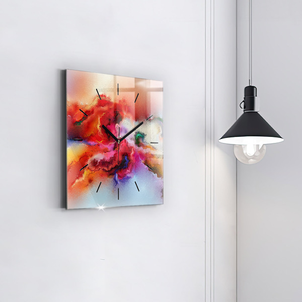 Skleněné hodiny čtvercové Rozlitá barva