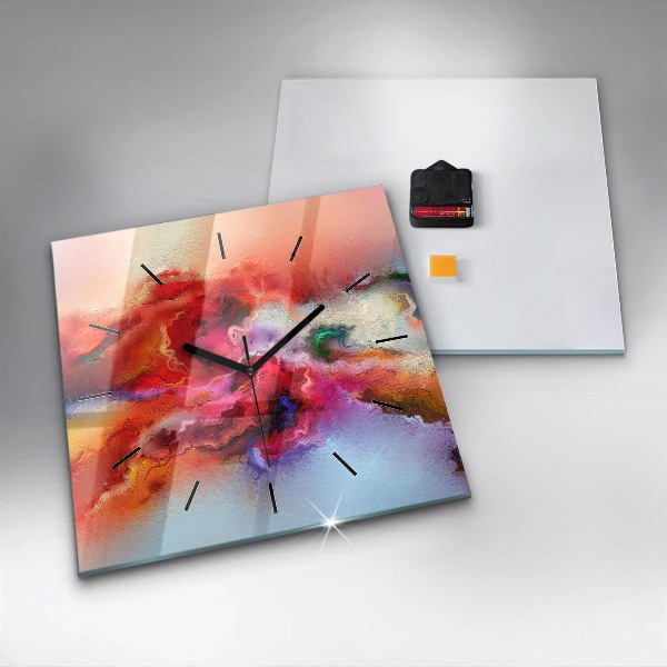 Skleněné hodiny čtvercové Rozlitá barva