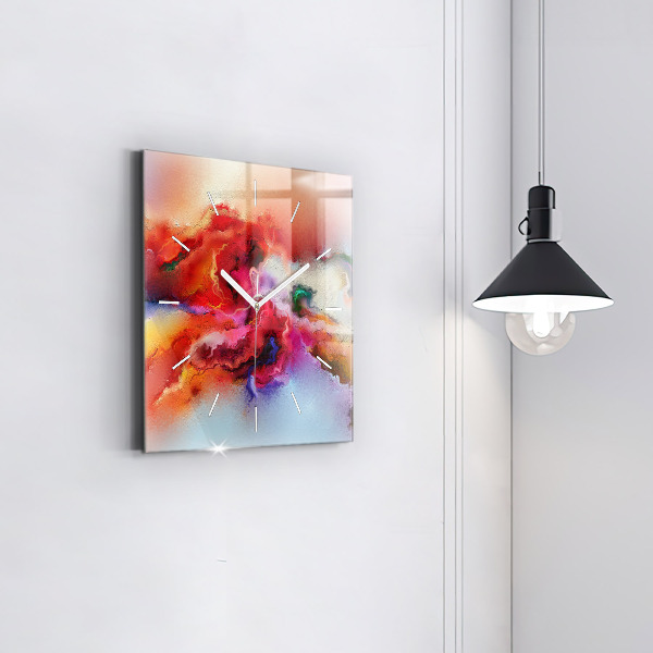Skleněné hodiny čtvercové Rozlitá barva