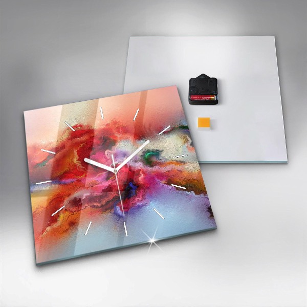 Skleněné hodiny čtvercové Rozlitá barva