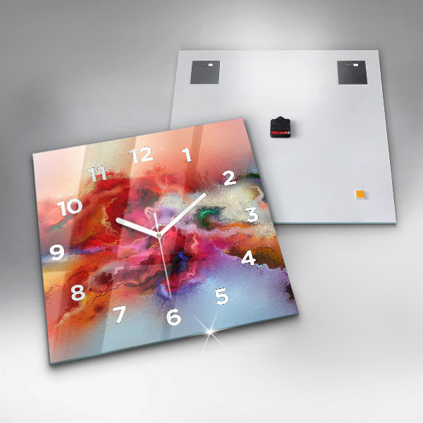 Skleněné hodiny čtvercové Rozlitá barva