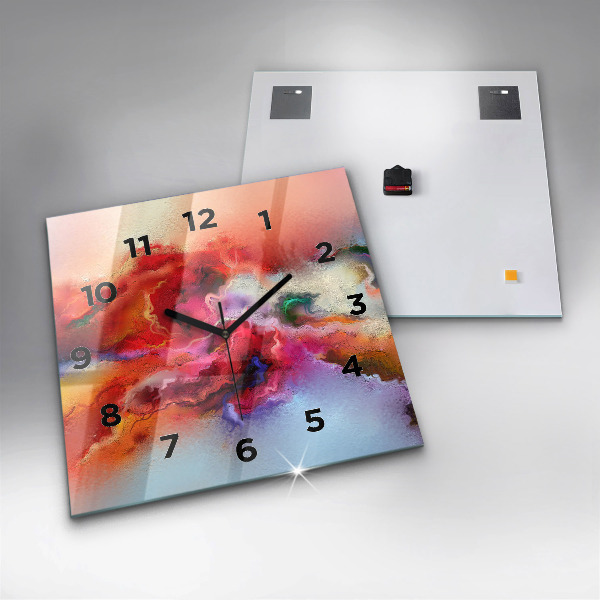 Skleněné hodiny čtvercové Rozlitá barva