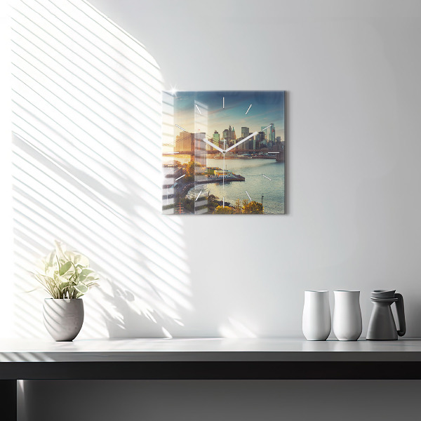 Skleněné hodiny čtvercové New York Manhattan