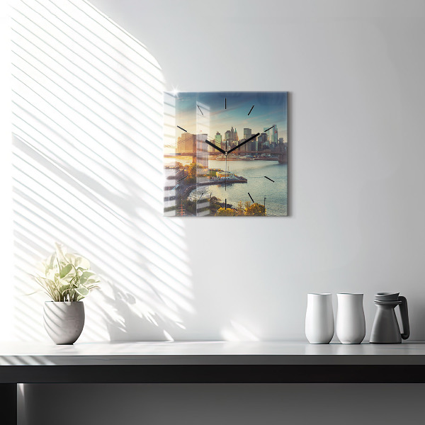 Skleněné hodiny čtvercové New York Manhattan