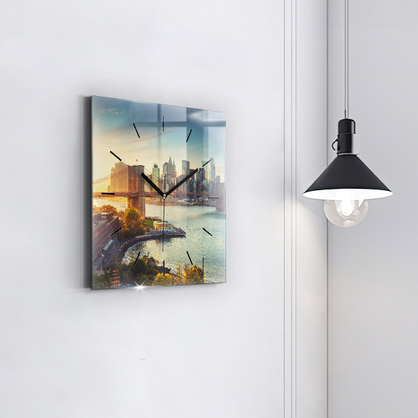 Skleněné hodiny čtvercové New York Manhattan