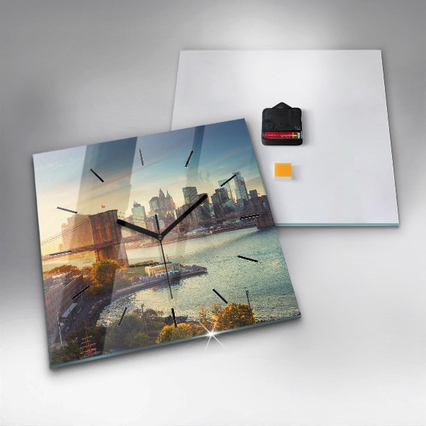 Skleněné hodiny čtvercové New York Manhattan