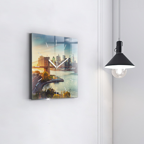 Skleněné hodiny čtvercové New York Manhattan