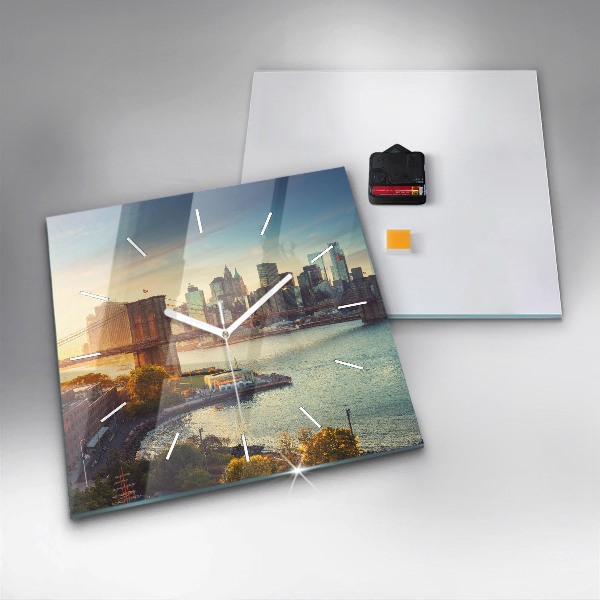 Skleněné hodiny čtvercové New York Manhattan