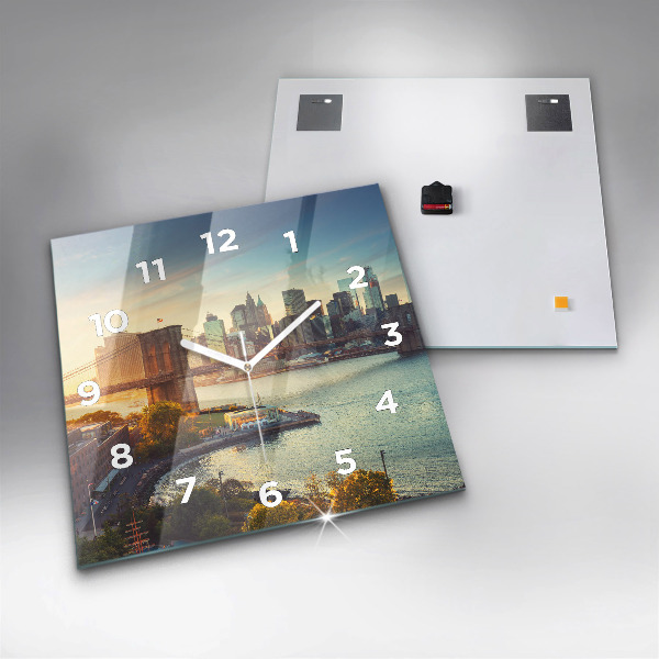 Skleněné hodiny čtvercové New York Manhattan