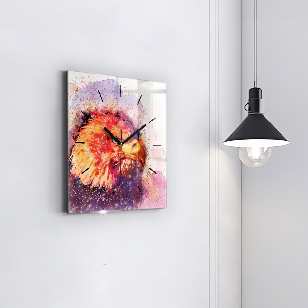 Skleněné hodiny čtvercové Akvarel orel