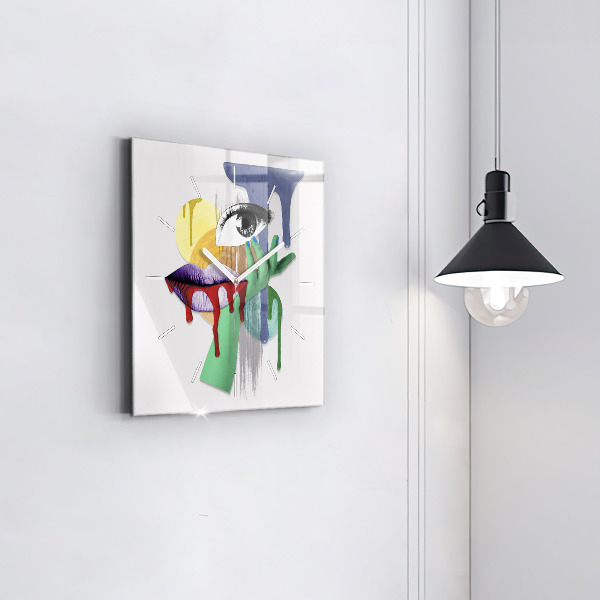 Skleněné hodiny čtvercové Surrealistická koláž