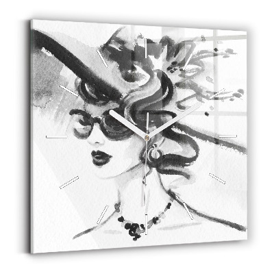 Skleněné hodiny čtvercové Módní žena