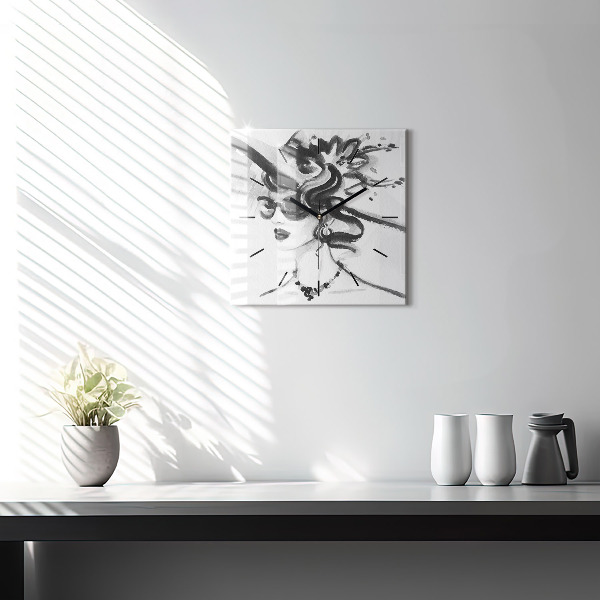 Skleněné hodiny čtvercové Módní žena