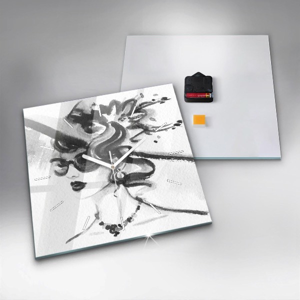 Skleněné hodiny čtvercové Módní žena