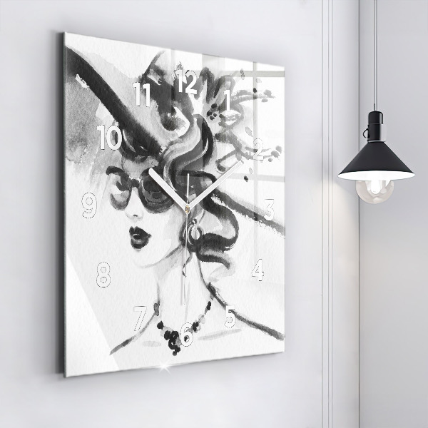 Skleněné hodiny čtvercové Módní žena