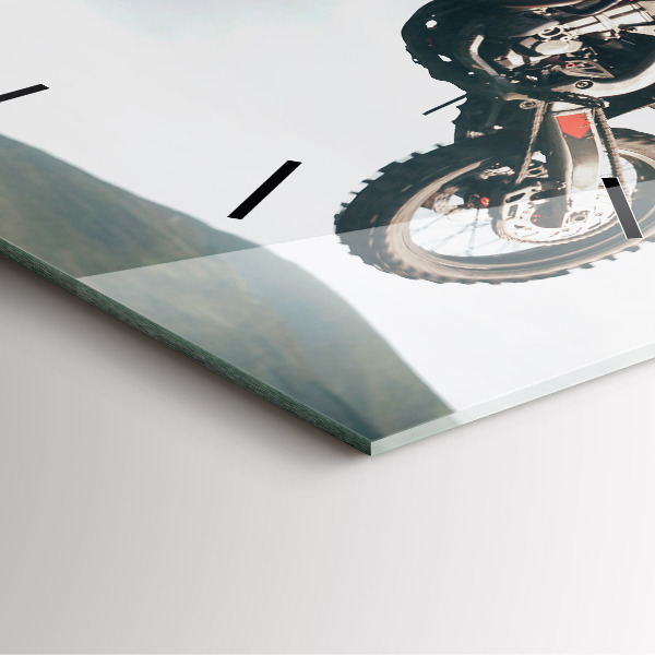 Skleněné hodiny čtvercové Adrenalinový styl na motorce