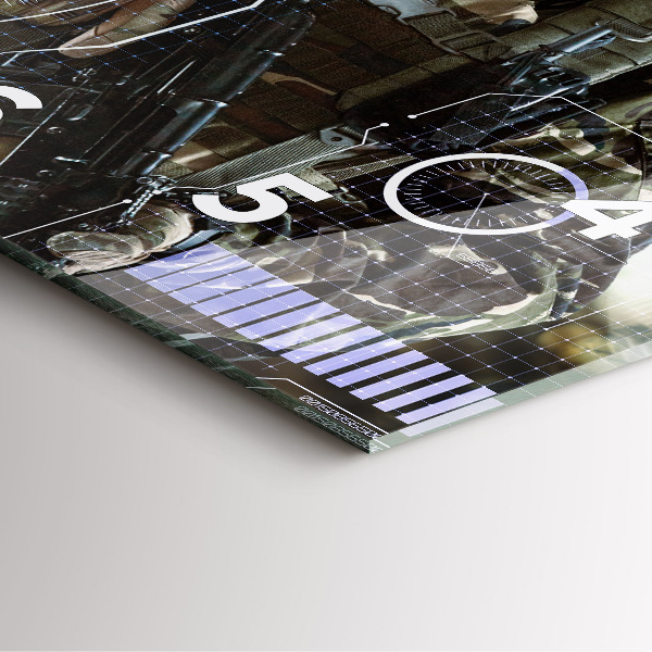 Skleněné hodiny čtvercové Voják se zbraní