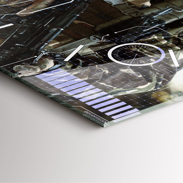 Skleněné hodiny čtvercové Voják se zbraní