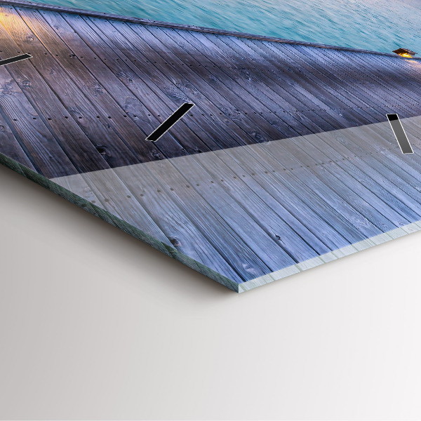 Skleněné hodiny čtvercové Západ slunce na Maledivách