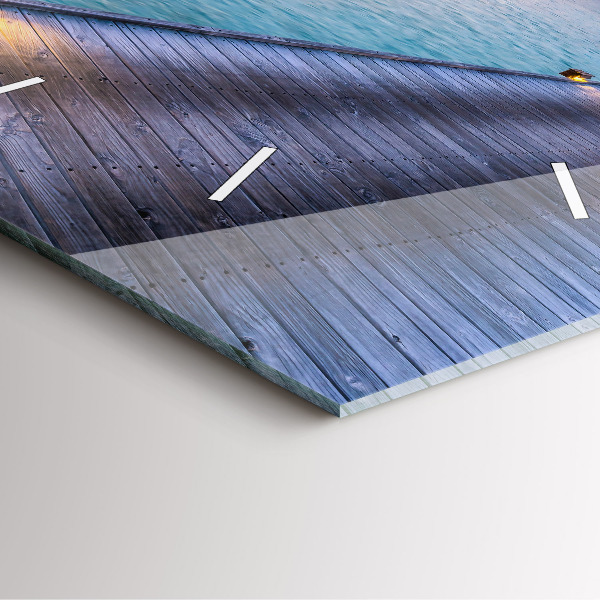 Skleněné hodiny čtvercové Západ slunce na Maledivách