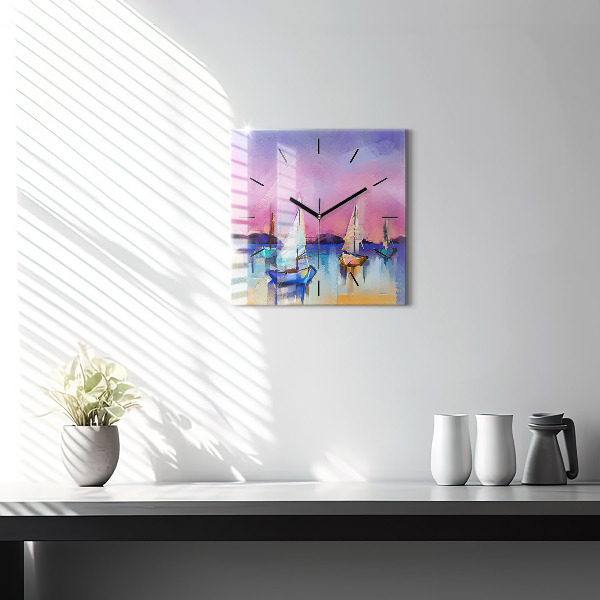 Skleněné hodiny čtvercové Mořská krajina