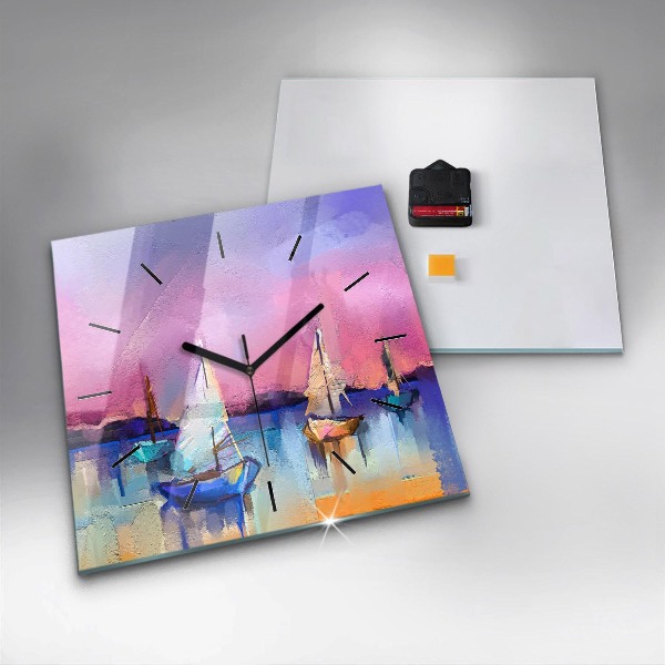 Skleněné hodiny čtvercové Mořská krajina