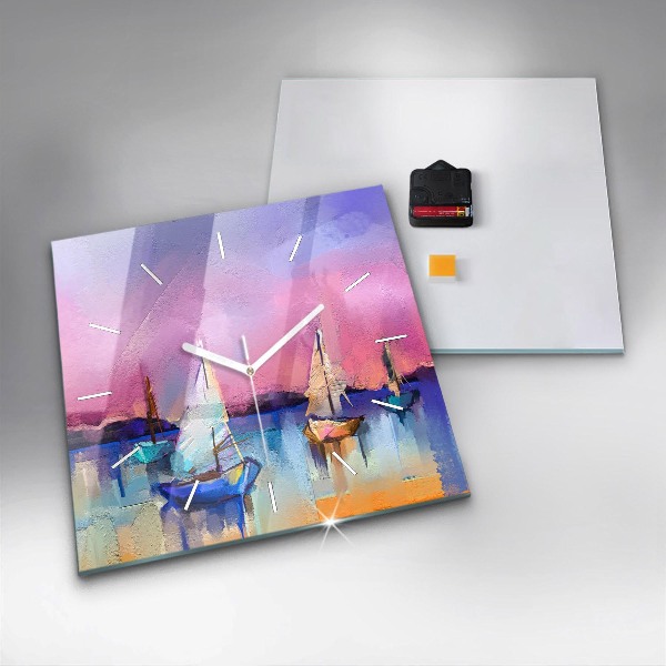 Skleněné hodiny čtvercové Mořská krajina
