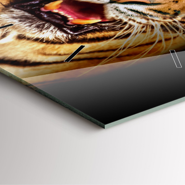 Skleněné hodiny čtvercové Tygr s divokýma očima