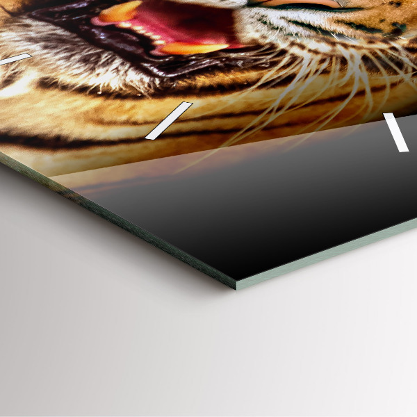 Skleněné hodiny čtvercové Tygr s divokýma očima