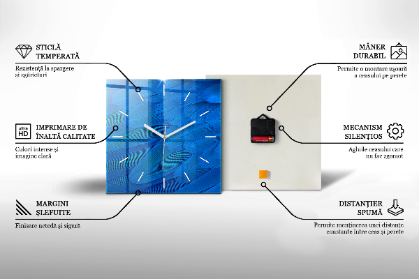 Skleněné hodiny čtvercové Abstraktní pohled